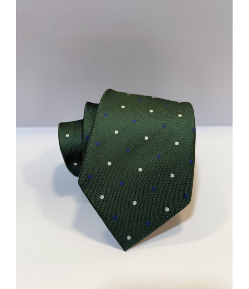 CORBATA VERDE CON LUNARES BLANCOS Y AZULES