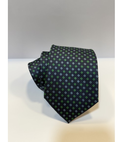 CORBATA AZUL MARINO CON FLORES AZULES Y VERDES