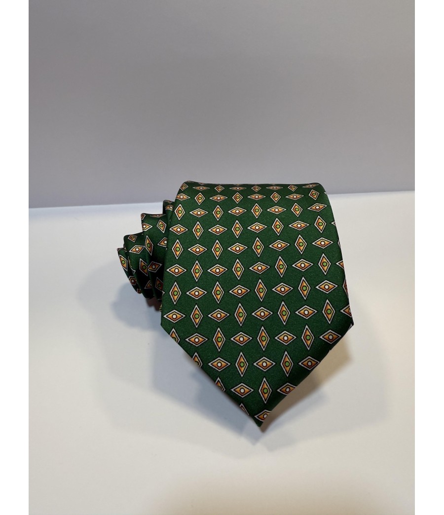 CORBATA VERDE ROMBOS AMARILLO