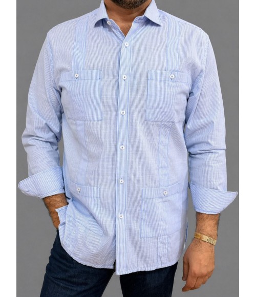 GUAYABERA AZUL TRAMA