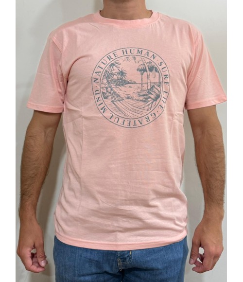 CAMISETA ROSA NATURE HUMAN SURF