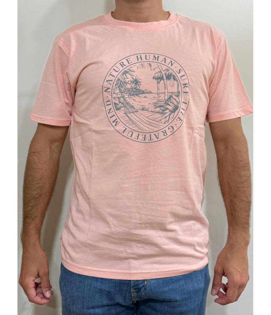CAMISETA ROSA NATURE HUMAN SURF