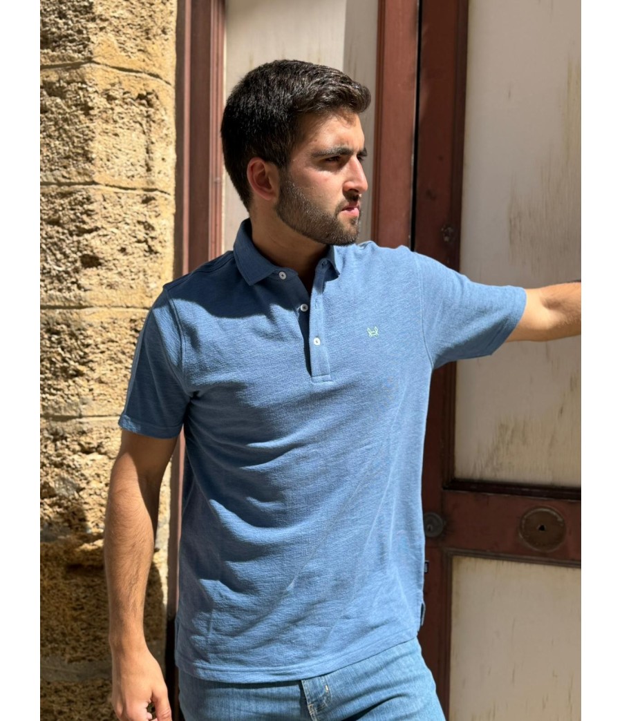 POLO TEJIDO TOALLA -CUSTI AZUL