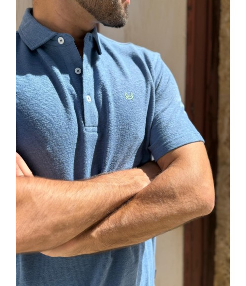 POLO TEJIDO TOALLA -CUSTI AZUL