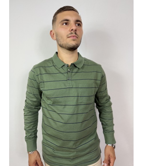 POLO DE MANGA LARGA DE ALGODÓN CON RAYAS