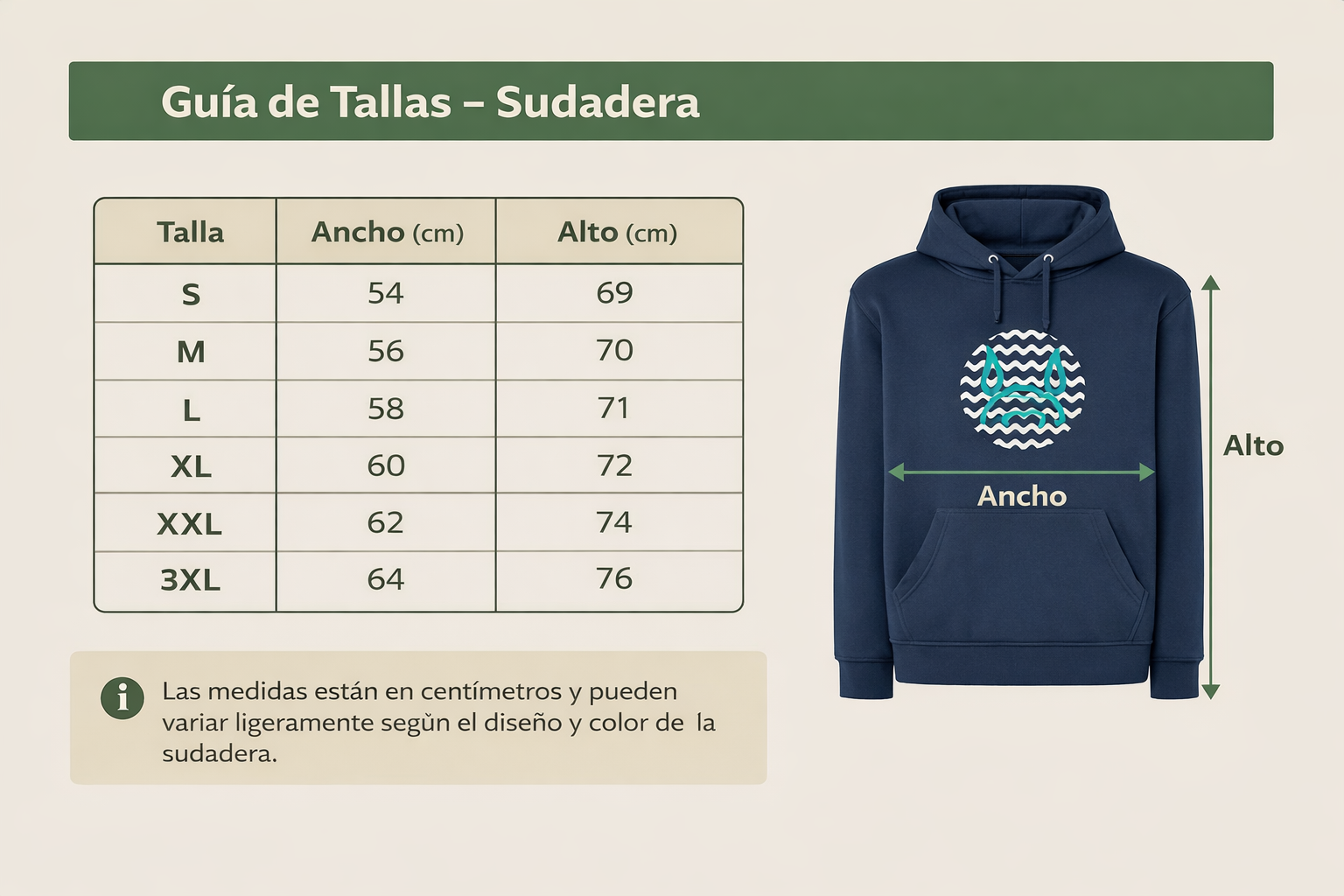 Tallas Sudaderas Custi